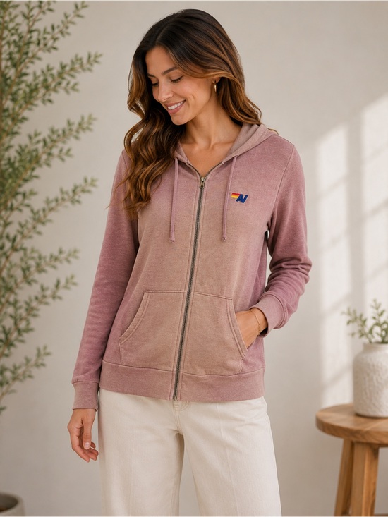 Aviator Nation Tops - Aviator Nation Pink Ombre Zip Hoodie Women’s Large